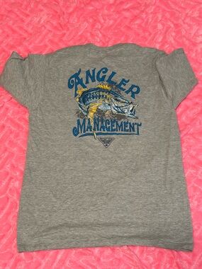 Columbia Gray T-Shirt with Blue and Yellow Angler Graphic